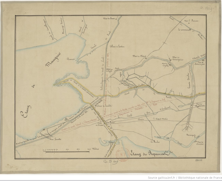 Canal latéral à l'étang de Mauguio et canal de la Radèle. Projet